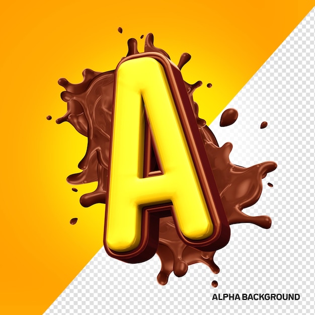 PSD 3d chocolate alphabet letter a