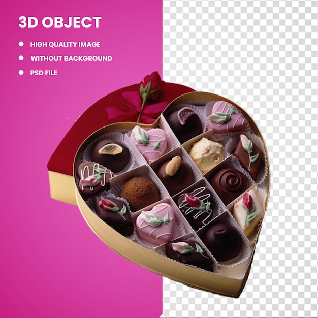 PSD 3d 초콜릿 바 초콜릿 케이크 캔디 하트