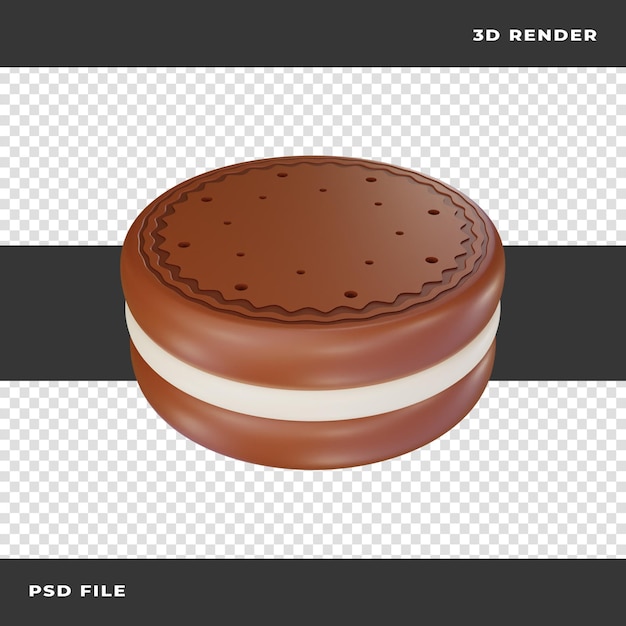 투명 한 배경에 렌더링 3d 초콜릿 비스킷