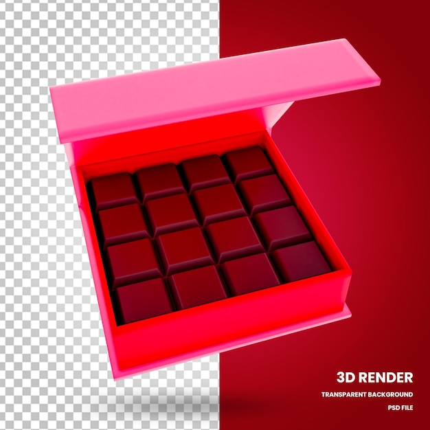 PSD 3 d のチョコレート ボックス レンダリング バレンタインの要素