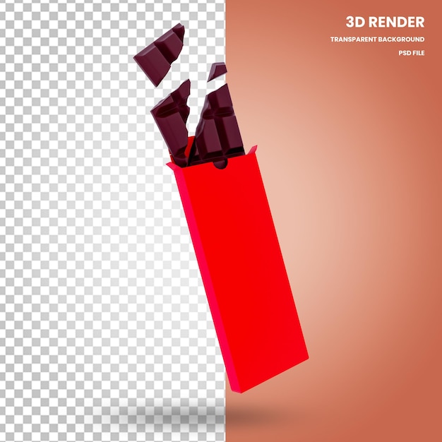 PSD 3 d のチョコレート ボックス レンダリング バレンタインの要素