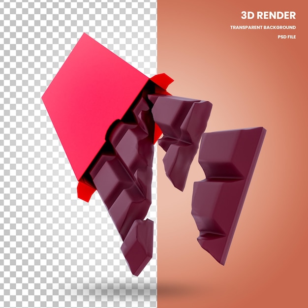 PSD 3 d のチョコレート ボックス レンダリング バレンタインの要素