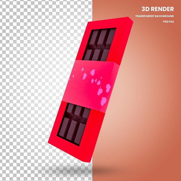 PSD 3 d のチョコレート ボックス レンダリング バレンタインの要素