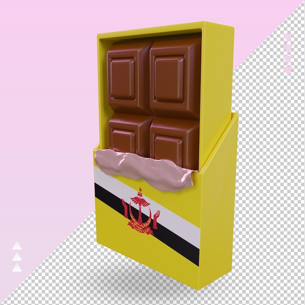 3d chocolate brunei darussalam flag rendering right view