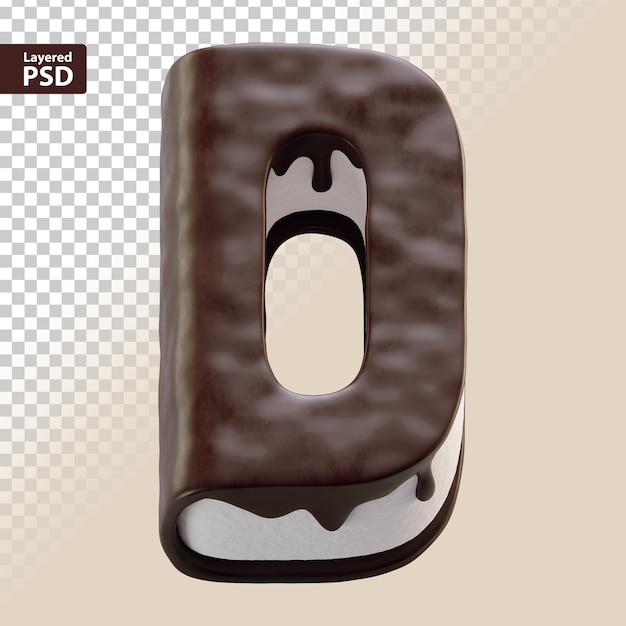 PSD 3d chocolate cake letter d