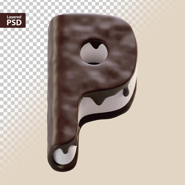 PSD 3 d巧克力蛋糕字母p