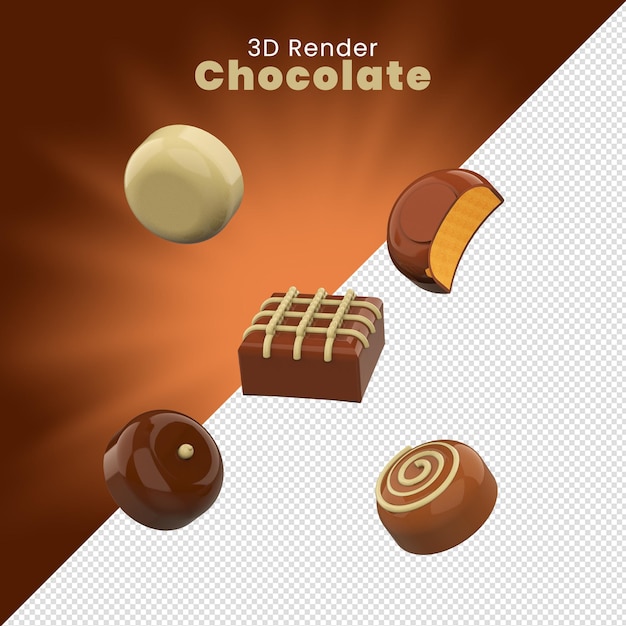 Caramelle al cioccolato 3d