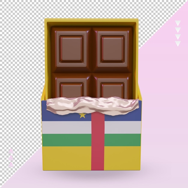 PSD 3d cioccolato repubblica centrafricana bandiera rendering vista frontale