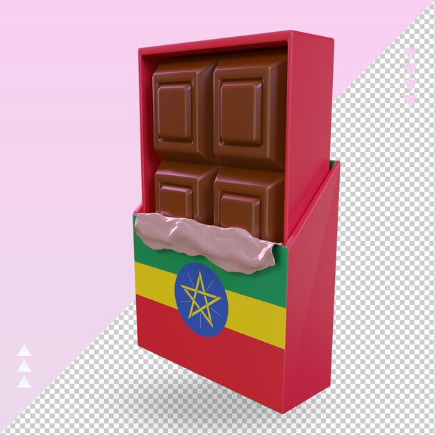右側面図をレンダリングする3dチョコレートエチオピアの旗