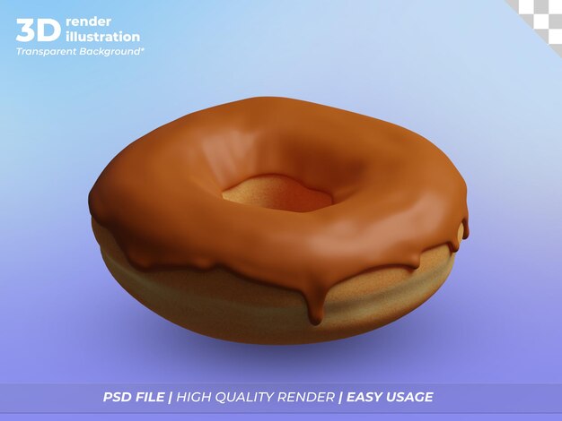 PSD ciambella glassata al cioccolato 3d