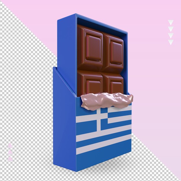 PSD 3d chocolate greece flag rendering left view