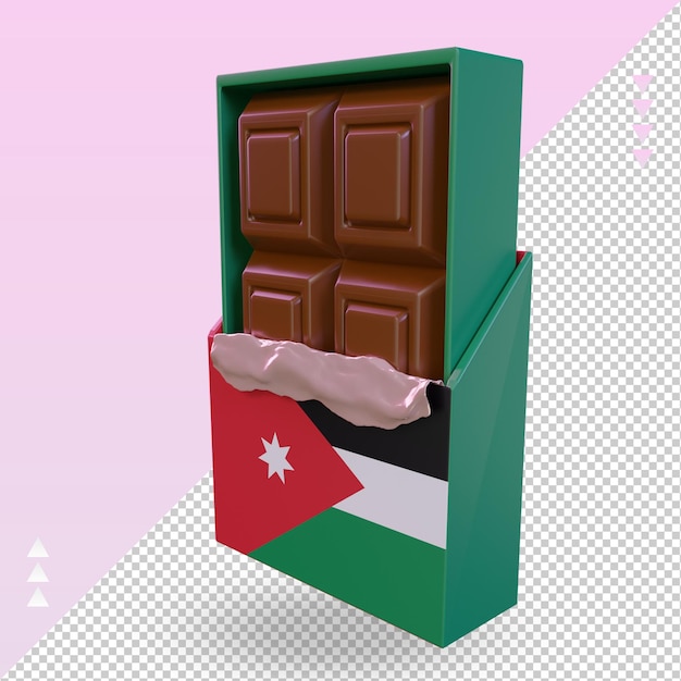 3d визуализация шоколадного флага иордании, вид справа