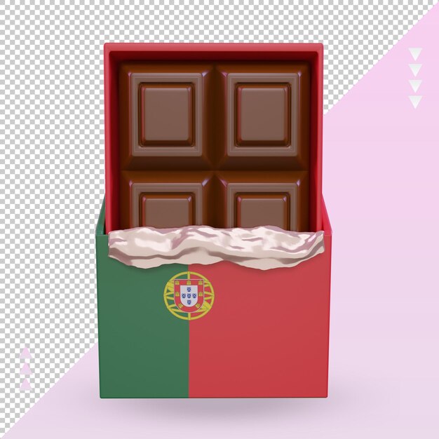 3d chocolate portugal flag rendering front view