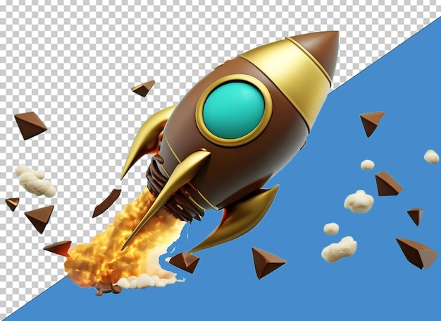 PSD rocket di cioccolato 3d sul concetto di business png