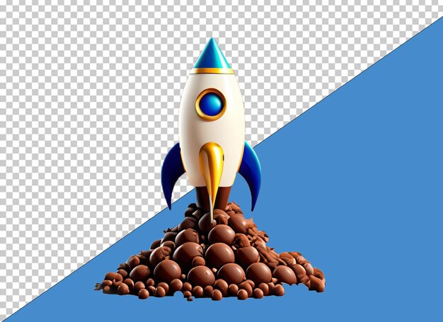 PSD 3d chocolate rocket on business concept png