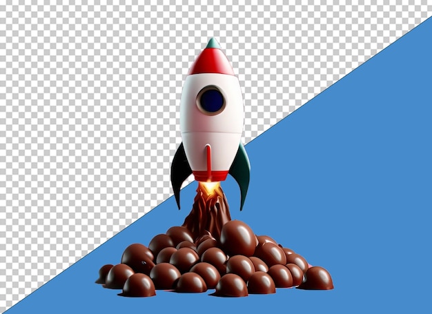 PSD 3dチョコレートロケット ビジネスコンセプト
