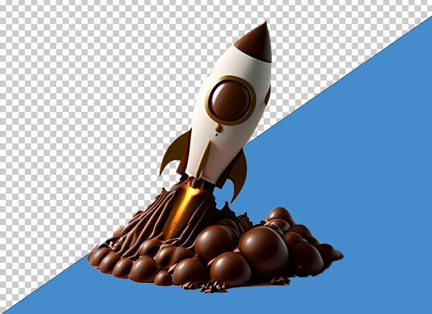 PSD 3dチョコレートロケット ビジネスコンセプト