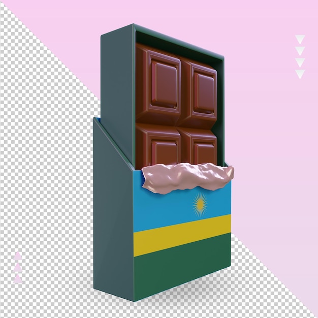 3d cioccolato ruanda bandiera rendering vista a sinistra