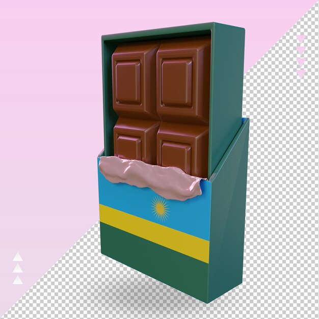 PSD 3d chocolate rwanda flag rendering right view