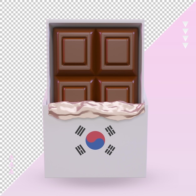 3d cioccolato bandiera della corea del sud rendering vista frontale