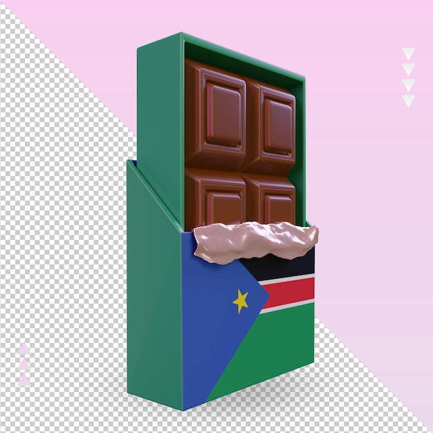 左側面図をレンダリングする3dチョコレート南スーダンの旗