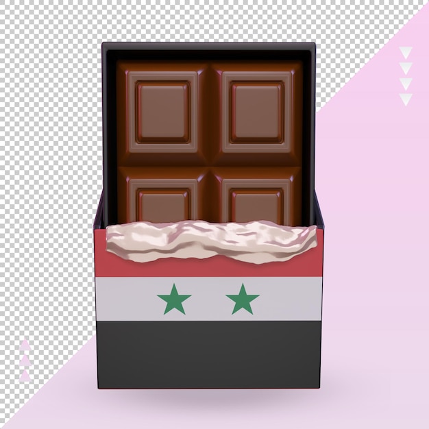3d chocolate syria flag rendering front view