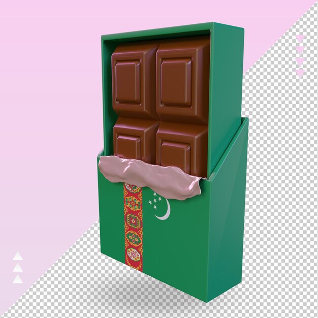 3d cioccolato turkmenistan bandiera rendering vista destra