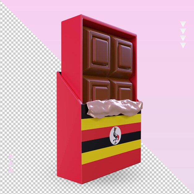 3d chocolate uganda flag rendering left view