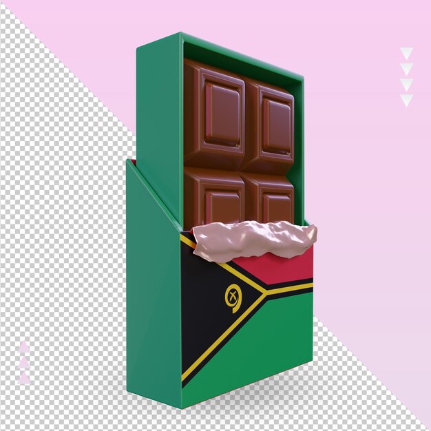 PSD 3d chocolate vanuatu flag rendering left view