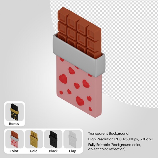 PSD 3d chocolate with hearts