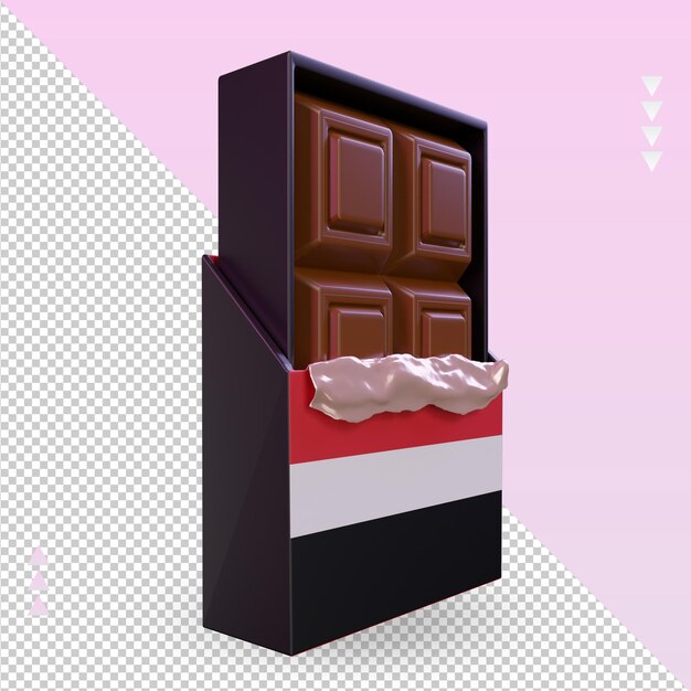 PSD 3d chocolate yemen flag rendering left view