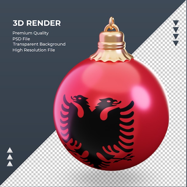 3d 크리스마스 공 알바니아 플래그 렌더링 오른쪽 보기