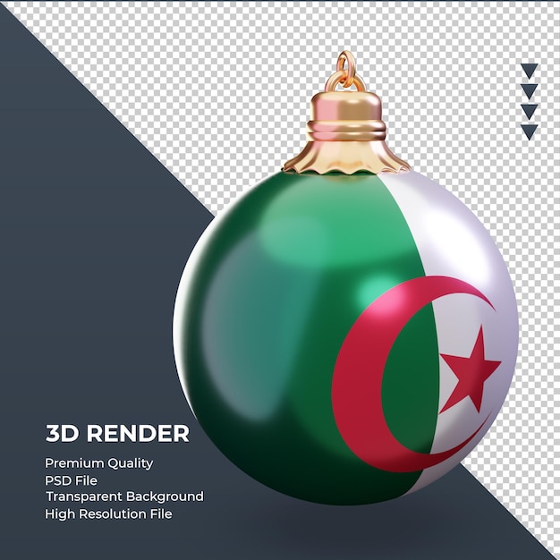 PSD 3d palla di natale bandiera dell'algeria rendering vista a sinistra