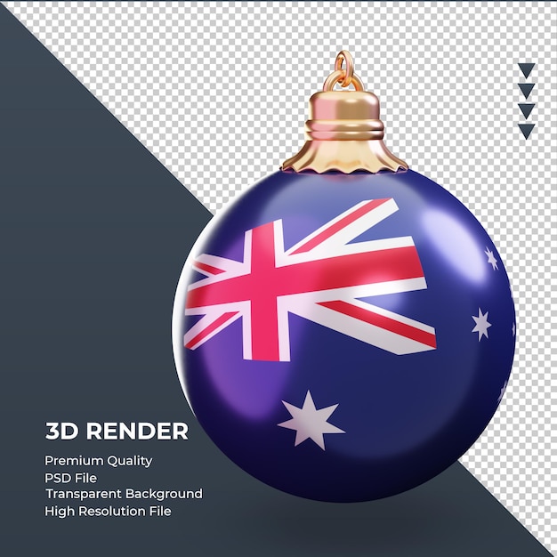 PSD 3d christmas ball australia flag rendering left view