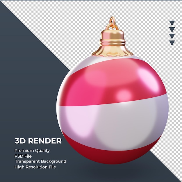 3dクリスマスボールオーストリアの旗レンダリング左側面図