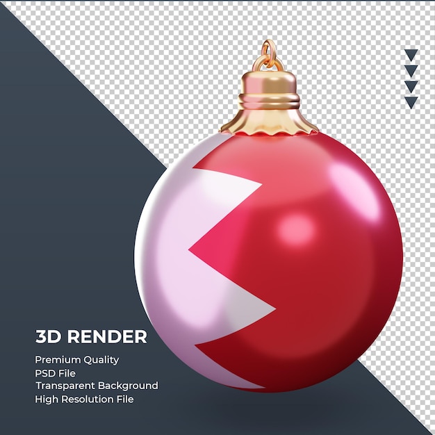 3dクリスマスボールバーレーンの旗レンダリング左側面図