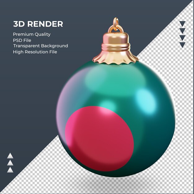 3dクリスマスボールバングラデシュの旗レンダリング右ビュー