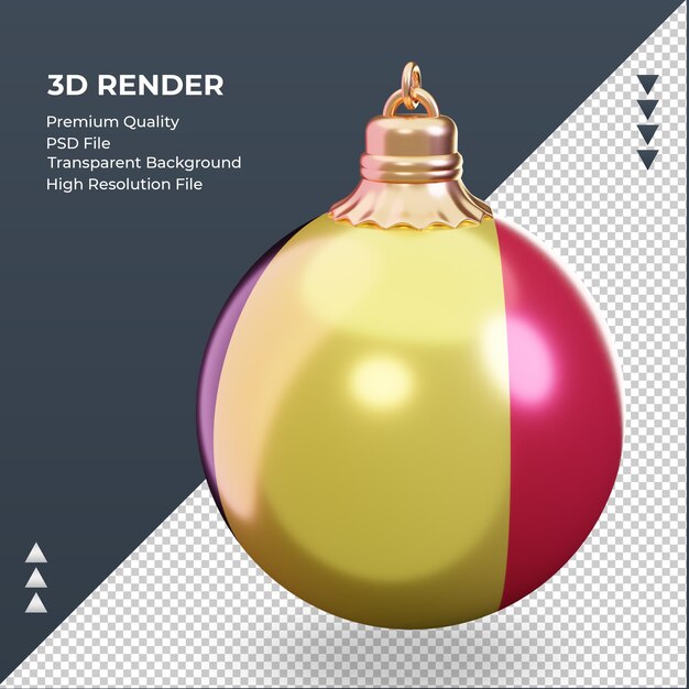 3d palla di natale belgio bandiera rendering vista a destra