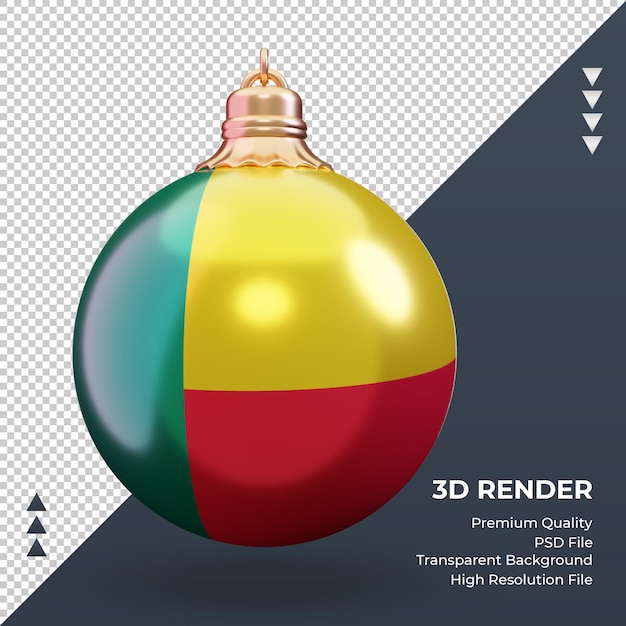 PSD 3d 크리스마스 공 베냉 플래그 렌더링 전면 보기