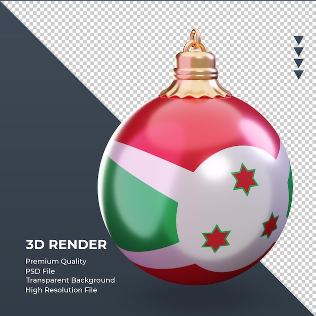 3dクリスマスボールブルンジの国旗レンダリング左側面図