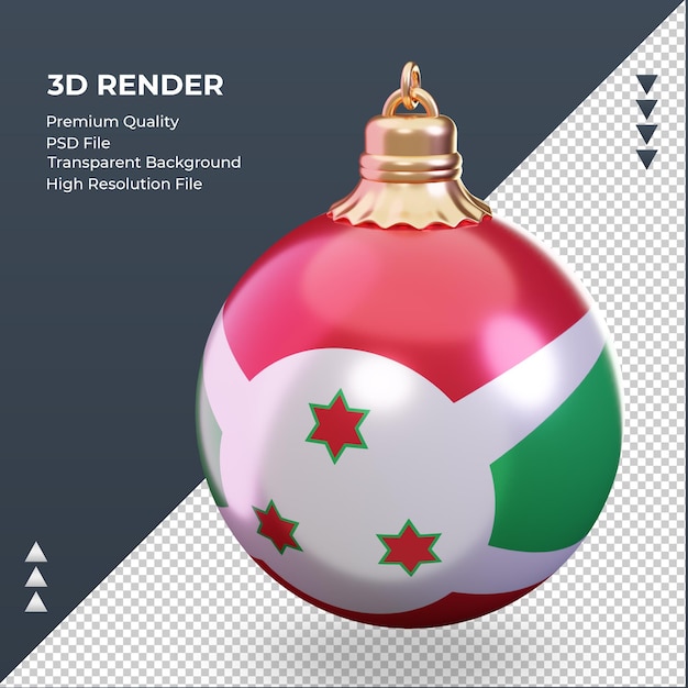 3dクリスマスボールブルンジの国旗レンダリング右ビュー