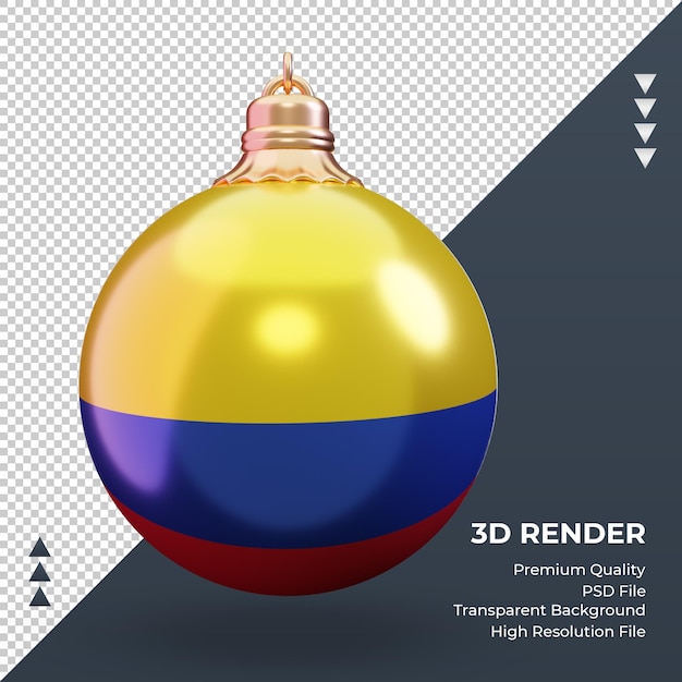 3dクリスマスボールコロンビアの旗レンダリング正面図