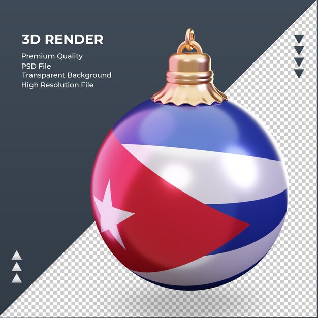 PSD 3d palla di natale bandiera cuba rendering vista a destra