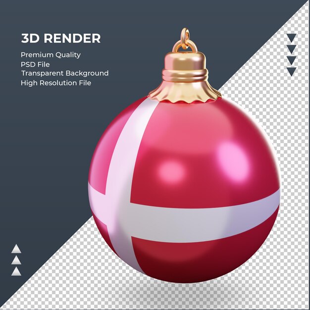 PSD 3d christmas ball denmark flag rendering right view