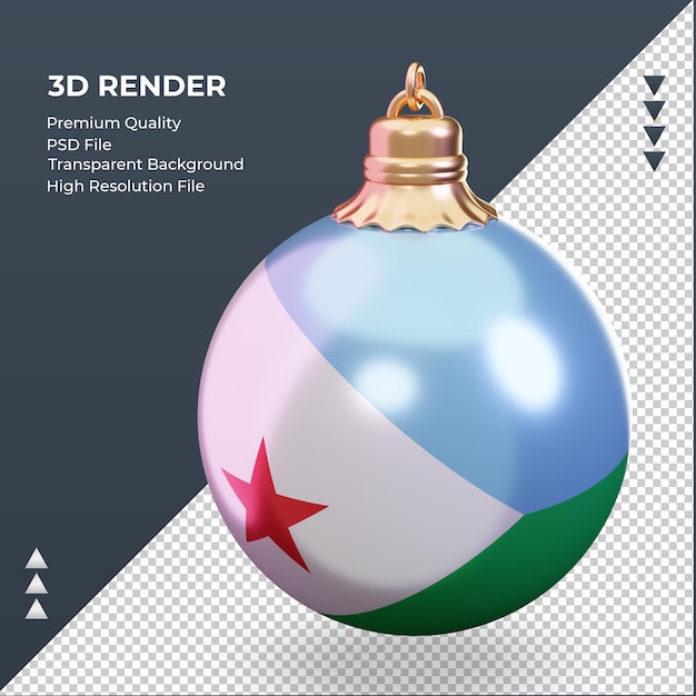 3Dクリスマスボールジブチの国旗レンダリング右ビュー