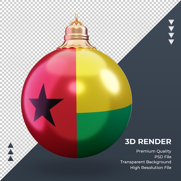 PSD 3dクリスマスボールギニアの国旗レンダリング正面図