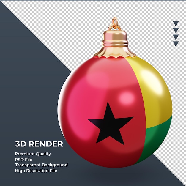 3d palla di natale bandiera della guinea rendering vista a sinistra