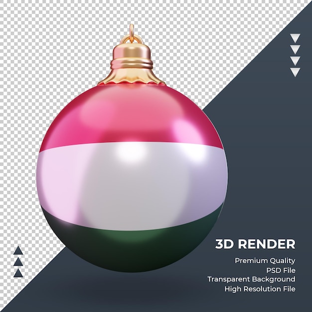 3dクリスマスボールハンガリーの旗レンダリング正面図