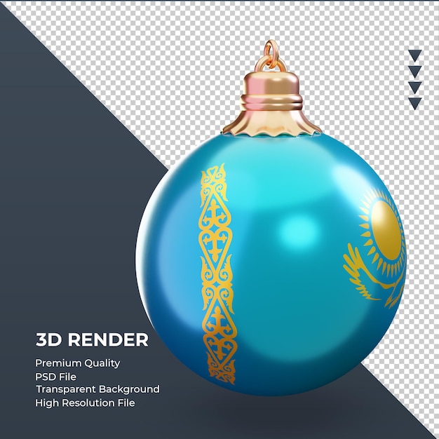 3d christmas ball kazakhstan flag rendering left view