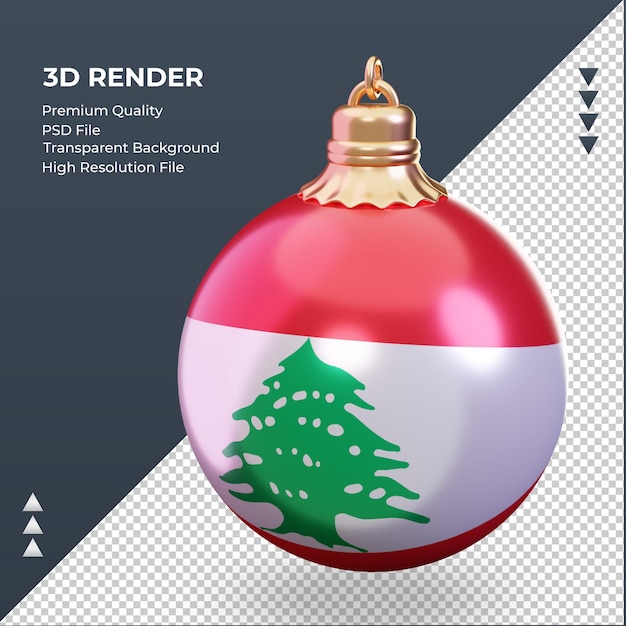 3d christmas ball lebanon flag rendering right view